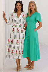 Jyoti Organic Cotton Dress | White/Red - Aspiga