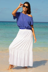Ilana Frill Organic Cotton Gauze Top | Cobalt - Aspiga