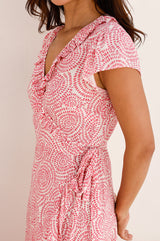 APPROVED Demi EcoVero™ Wrap Dress | White/Pink - Aspiga