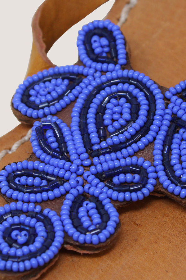 Mia Full Beaded Sandals | Navy/Cobalt