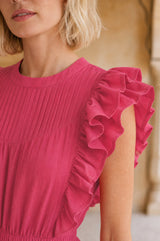 Rose Frill Maxi Dress | Pink