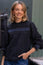 Seersucker Embroidered Blouse | Navy
