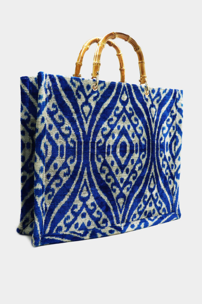 Large Silk Tote | Cobalt/Pale Blue