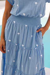 Riley Embroidered Organic Cotton Dress | Cornflower