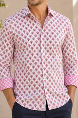 Men's Organic Cotton Shirt | Bloom White/Pink