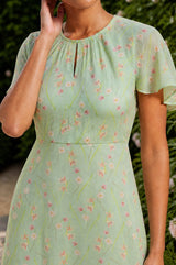 RHS Printed Cape Sleeved Dress | Sage