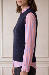 Frill Collar Stripe Blouse | Pink/White/Blue