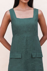 Linen Patch Pocket Dress | Teal