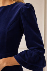 Elizabeth Stretch Corduroy Midi Dress | Atlantic Blue
