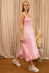 Rhianna Organic Cotton Dress | Clover Arches White/Pink