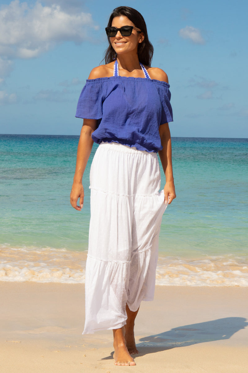 Aspiga Sustainable Womens Bea Dobby White Skirt Summer Aspiga Sustainable Womens Bea Dobby White Skirt Summer
