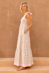 Tabitha Organic Cotton Dress | White/Coral