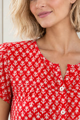 Lisbon Viscose Crinkle Blouse | Lixus Red/White