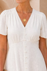 Tessa Organic Cotton Cheesecloth Dress | White