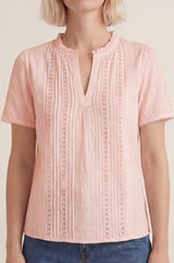 Vienna Cotton Short Sleeve Blouse | Blush