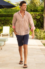 Men's Organic Cotton Shirt | Stamp White/Red/Blue - Aspiga