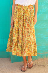 Rose One Size Skirt | Green/Orange - Aspiga
