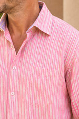 Men's Organic Cotton Shirt | Stripe Pink/Lilac