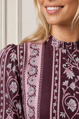 Moxi Peplum Maxi Dress | Burgundy/Pink