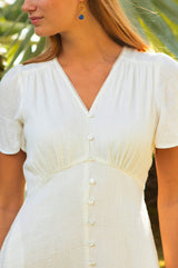Tessa Organic Cotton Cheesecloth Dress | White - Aspiga