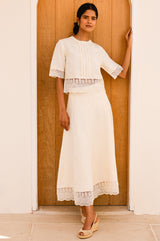 Linen Lace Top | Butter Milk Cream