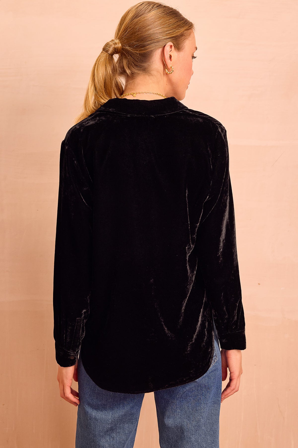 Aspiga Ladies Ethical Velvet Shirt Black Winter