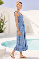 Rhianna Organic Cotton Dress | Blue/White
