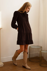 Stema Short Corduroy Dress | Chocolate