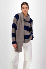 Caroll Round Neck Sweater | Navy/Grey