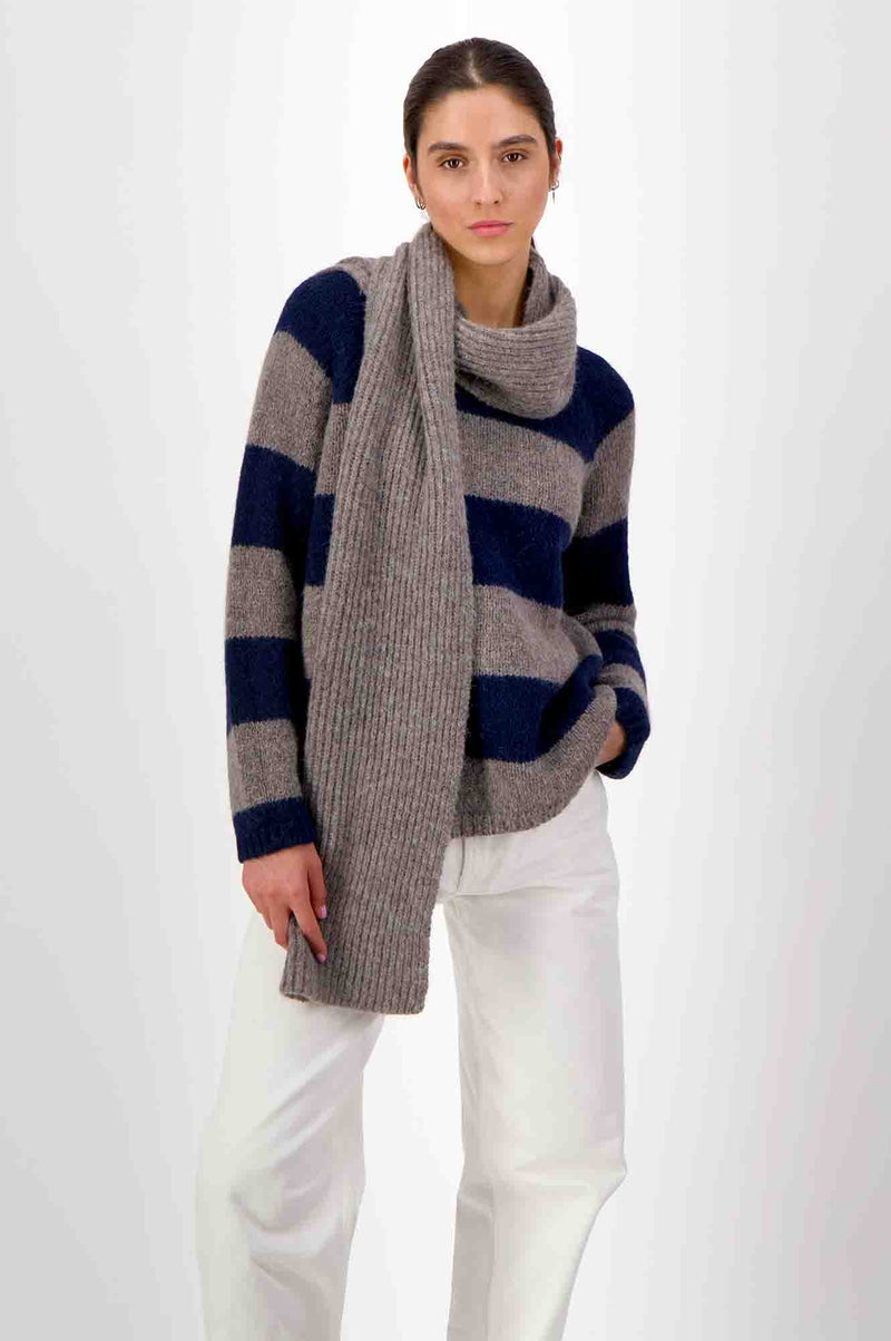 Caroll Round Neck Sweater | Navy/Grey