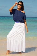 Ilana Frill Organic Cotton Gauze Top | Navy