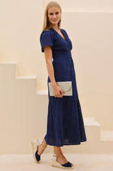 APPROVED Edie Cotton Broderie Dress | Navy - Aspiga
