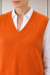 Merino Wool V Neck Tank | Orange