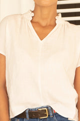 Relaxed Organic Cotton Cheesecloth Blouse | White