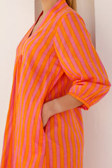 APPROVED NEEDS WASHCARE Itisha Striped Dress | Orange/Pink - Aspiga