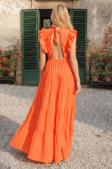 Rose Frill Maxi Dress | Orange
