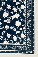 Block Print Scarf 70cm x 70cm | Navy/Cream