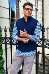Men's Merino Wool Gilet | Navy/Grey