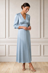 Kyrsty Satin Dress | Ice Blue