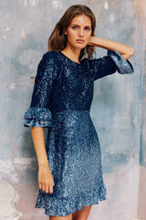 Sequin Mini Victoria Dress | Blue Ombre