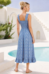 Rhianna Organic Cotton Dress | Blue/White