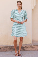 Chloe Organic Cotton Short Dress | Buti Teal