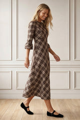 Elizabeth Check Dress | Brown/Grey