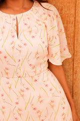 RHS Printed Cape Sleeved Dress | Blush