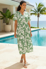 Emily EcoVero™ Dress | Sage/Cream