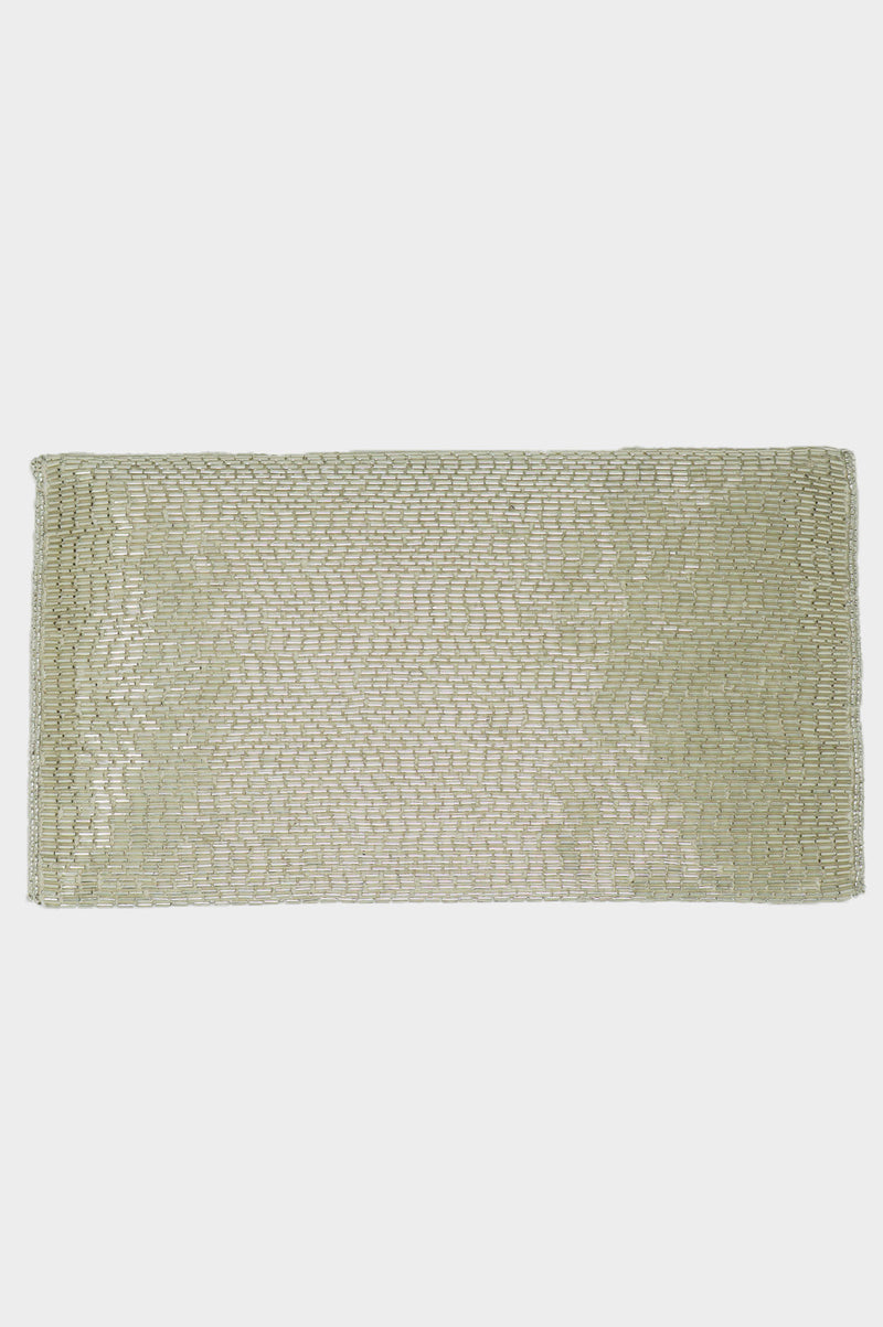 Beaded Clutch Bag | Silver/Champagne