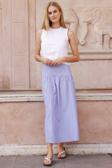Stripe Dropped Waist Skirt | Blue/Red/White