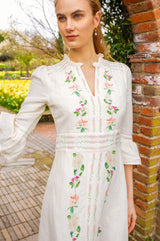 RHS Floral Printed Linen Dress |  Cream