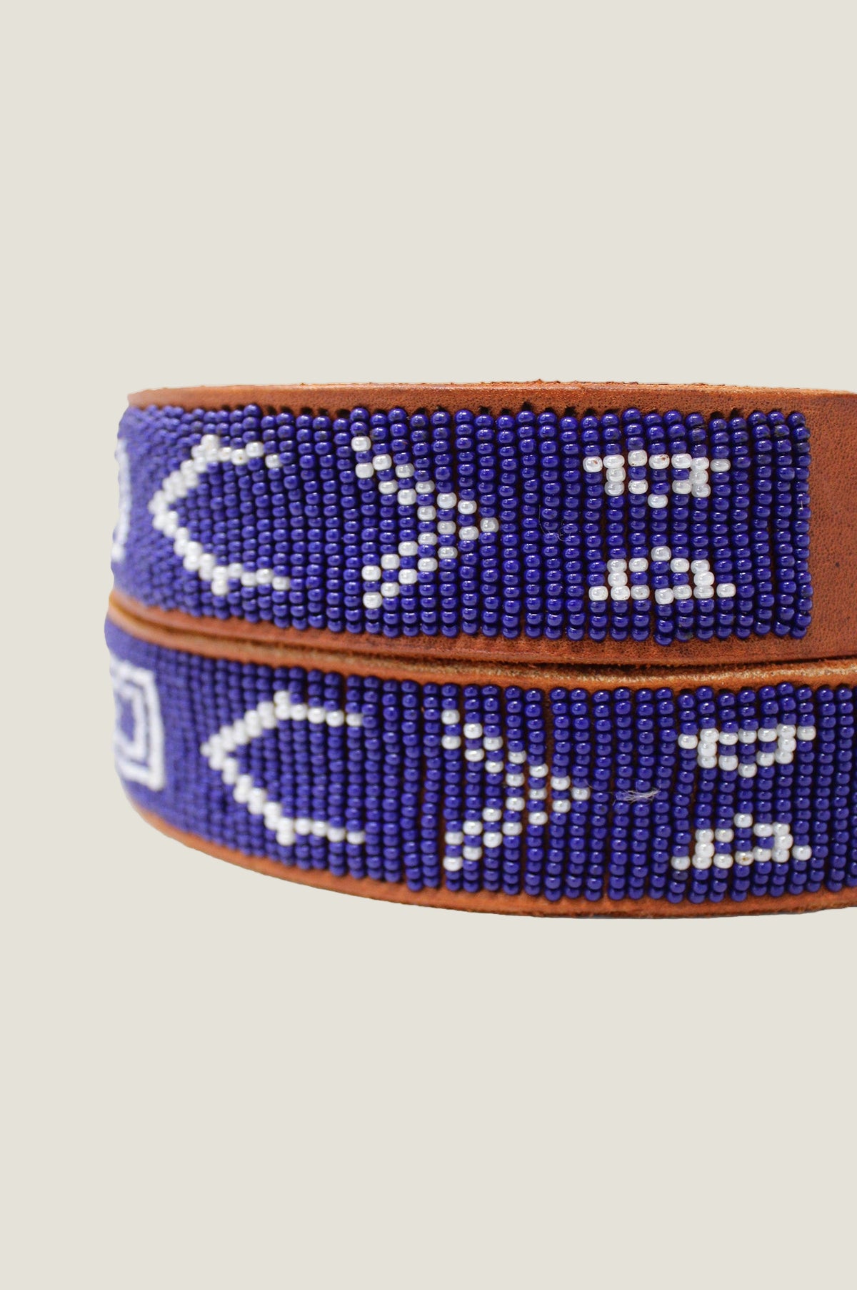 ASPIGA Kilifi Blue Green Pattered Beaded Leather Belt Aspiga Sustainable Kenyan Beaded Belt Leather and Glass  main image 3