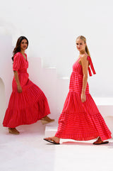 Tabitha Organic Cotton Dress | Red/Pink - Aspiga
